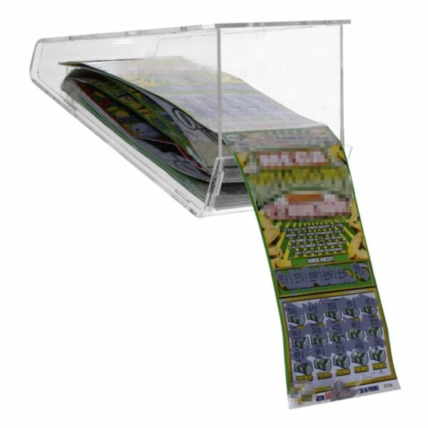Espositore gratta e vinci da soffitto in plexiglass trasparente
